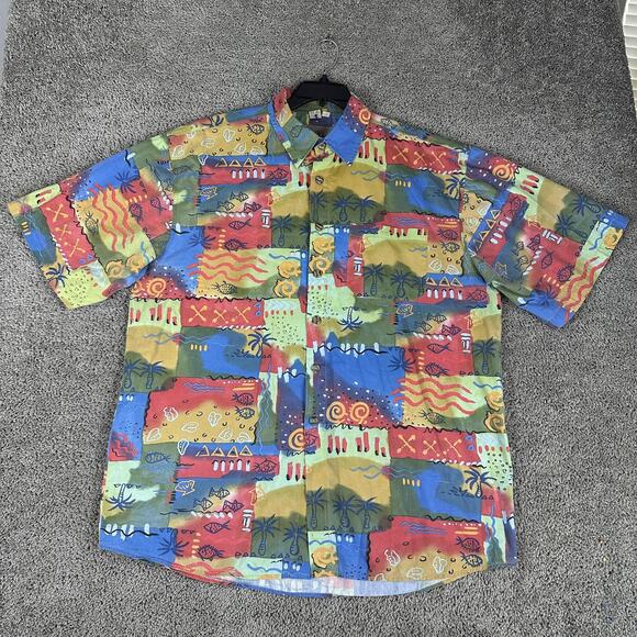 VTG The Territory Ahead Shirt Mens 2XL Abstract Hawaiian Polynesian Tribal 90s - Picture 1 of 14